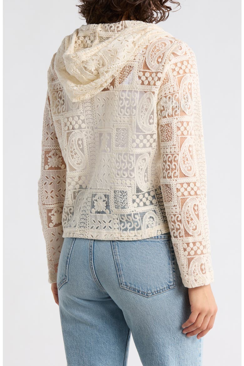 Open Knit Zip-Up Hoodie, Alternate, color, NATURAL