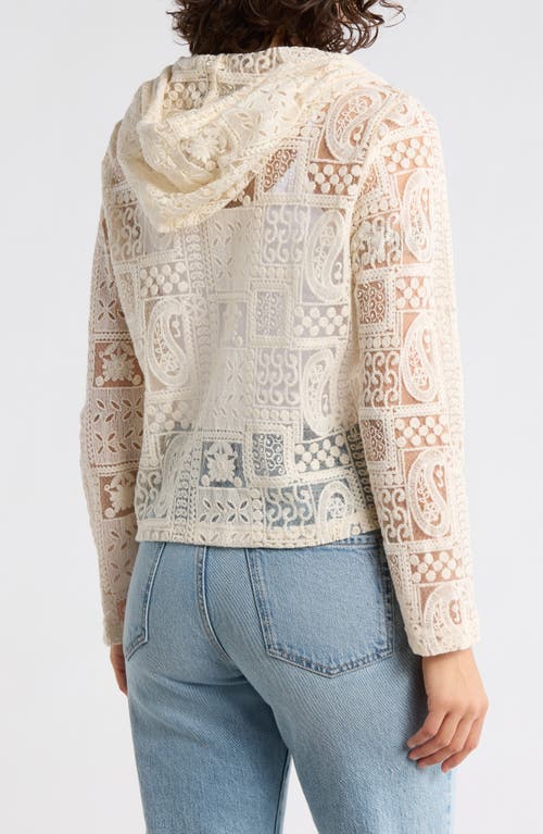 Forgotten Grace Open Knit Zip-up Hoodie In Brown