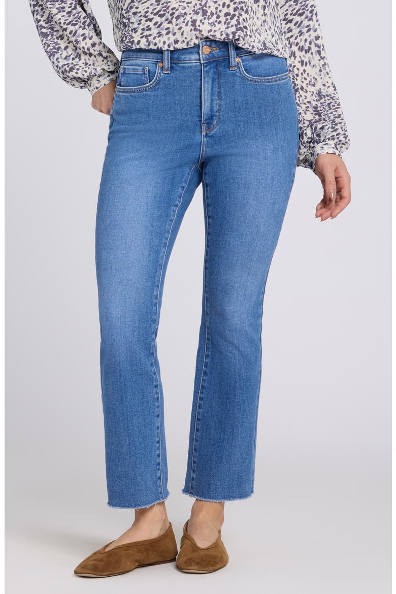 Billie Frayed High Waist Ankle Mini Bootcut Jeans, Main, color, BLUE PARADISE