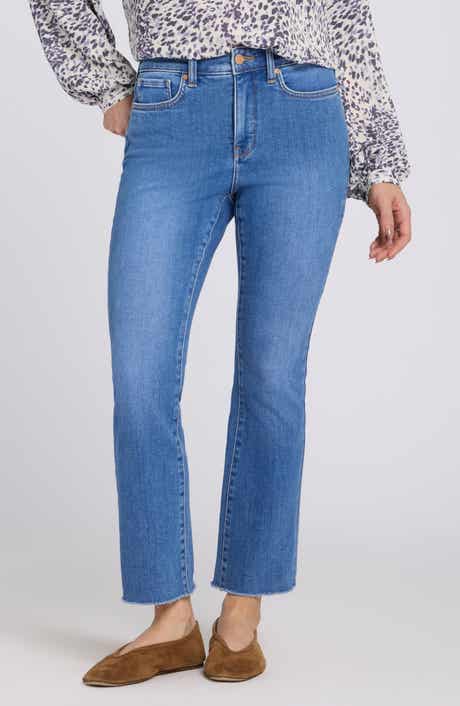 Billie Frayed High Waist Ankle Mini Bootcut Jeans