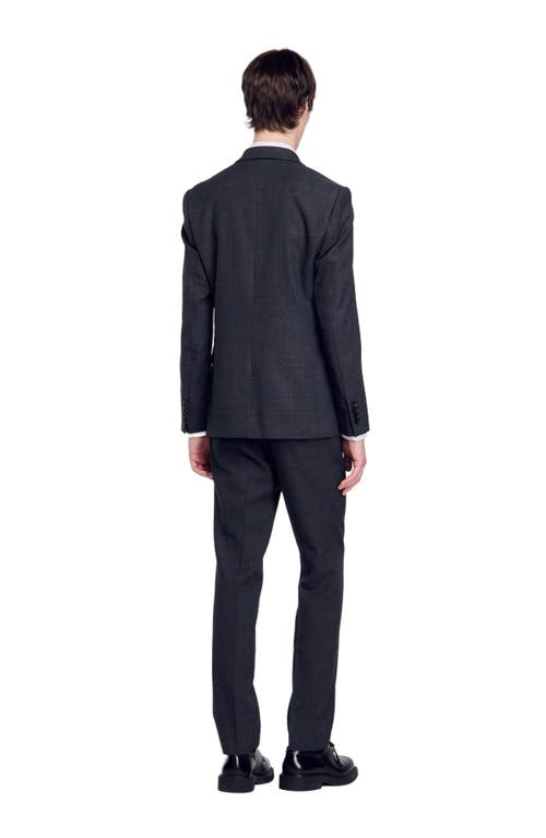 Sandro Wool Suit Jacket In Mocked Grey