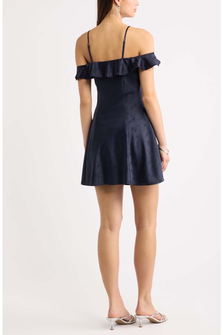Off the Shoulder Satin Minidress, Alternate, color, NAVY NIGHT
