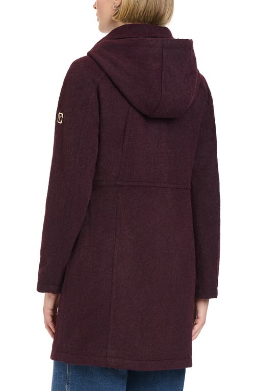 Vince Camuto Walking Coat With Removable Hood In Burgundy