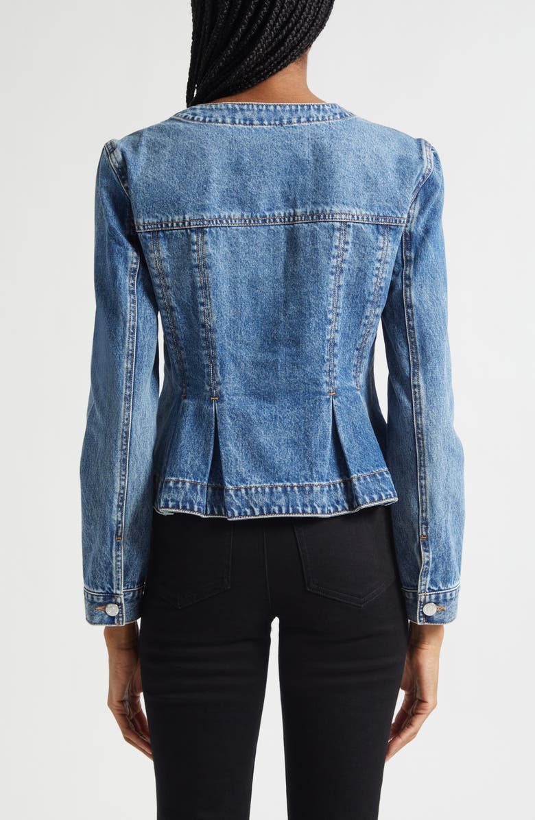 Veronica Beard Zahara Peplum Denim Jacket, Alternate, color, Time Warp