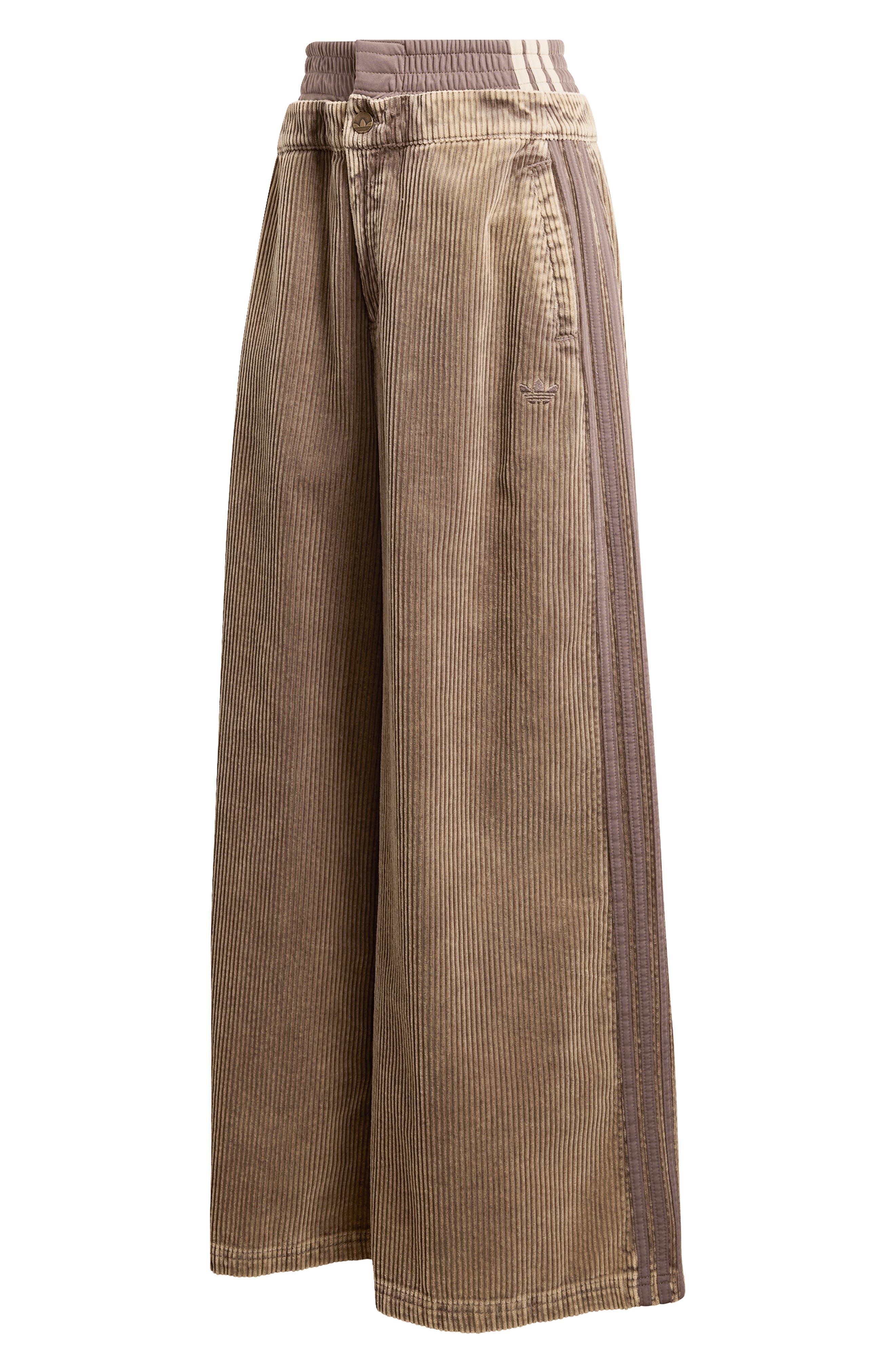 adidas Originals Side Stripe Corduroy Wide Leg Pants (Women