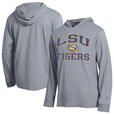 Men's Champion Heather Gray LSU Tigers High Motor All-Star Long Sleeve Hooded T-Shirt