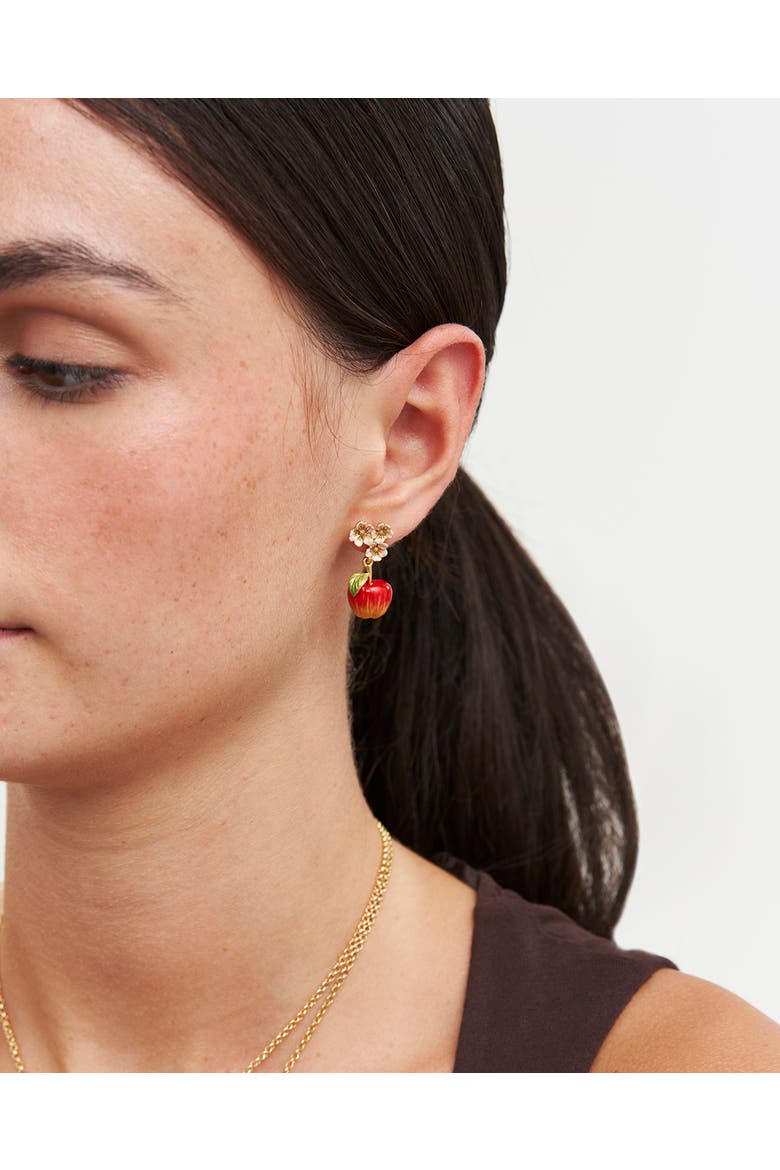 Apple Blossom Drop Earrings, Alternate, color, Gold