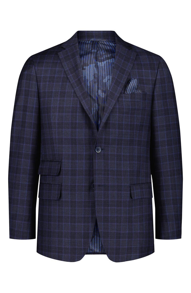 Robert Graham Kipton Windowpane Plaid Wool Blend Sport Coat, Alternate, color, Navy
