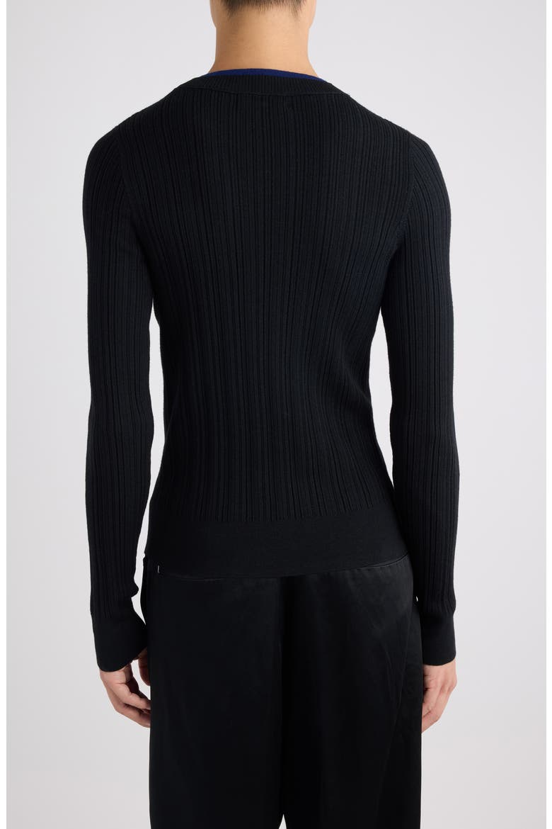 Motif Merino Wool Rib Sweater, Alternate, color, BLACK