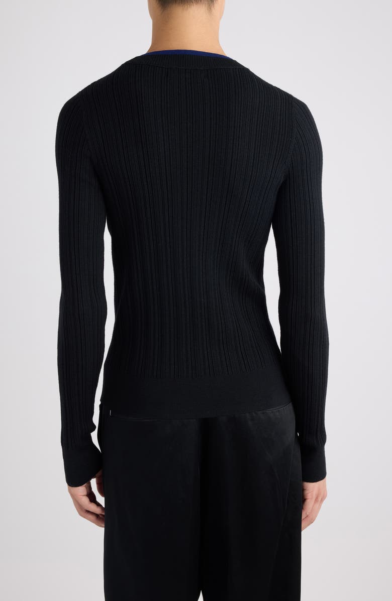 Dries Van Noten Motif Merino Wool Rib Sweater, Alternate, color, Black