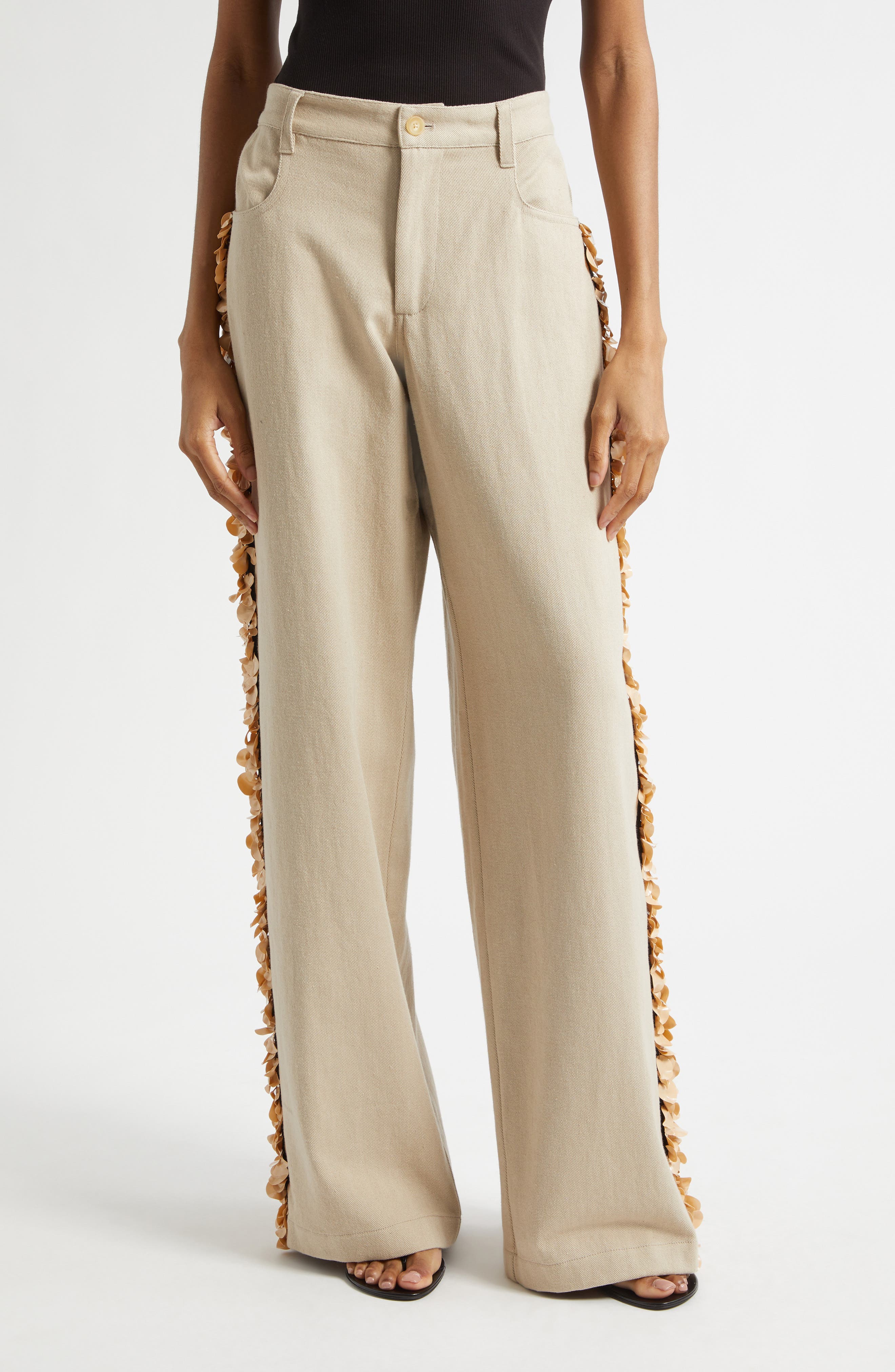 Burro Paillette Side Stripe Wide Leg Jeans - image 3