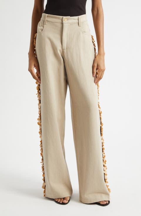 Burro Paillette Side Stripe Wide Leg Jeans