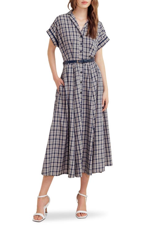 Belted Plaid Shirtdress