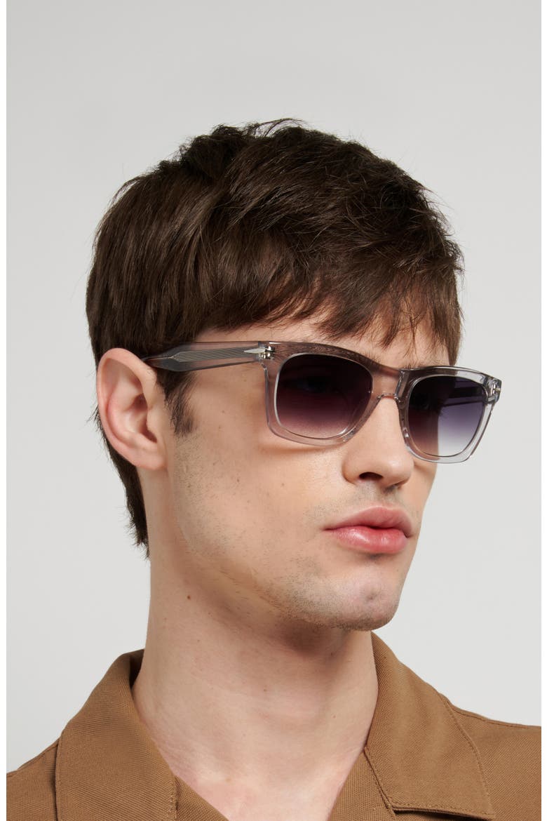 53mm Rectangular Sunglasses, Alternate, color, GREY/ DARK GREY SF