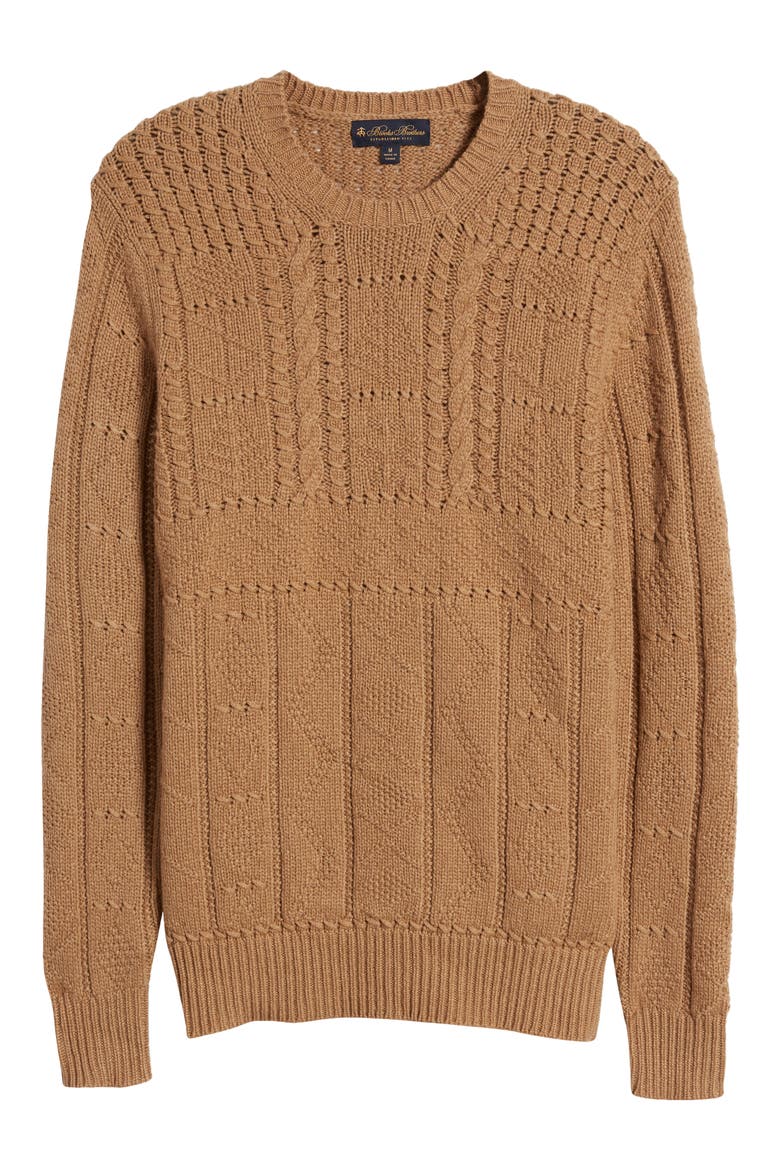 Camel Hair Crewneck Sweater, Alternate, color, BROWN
