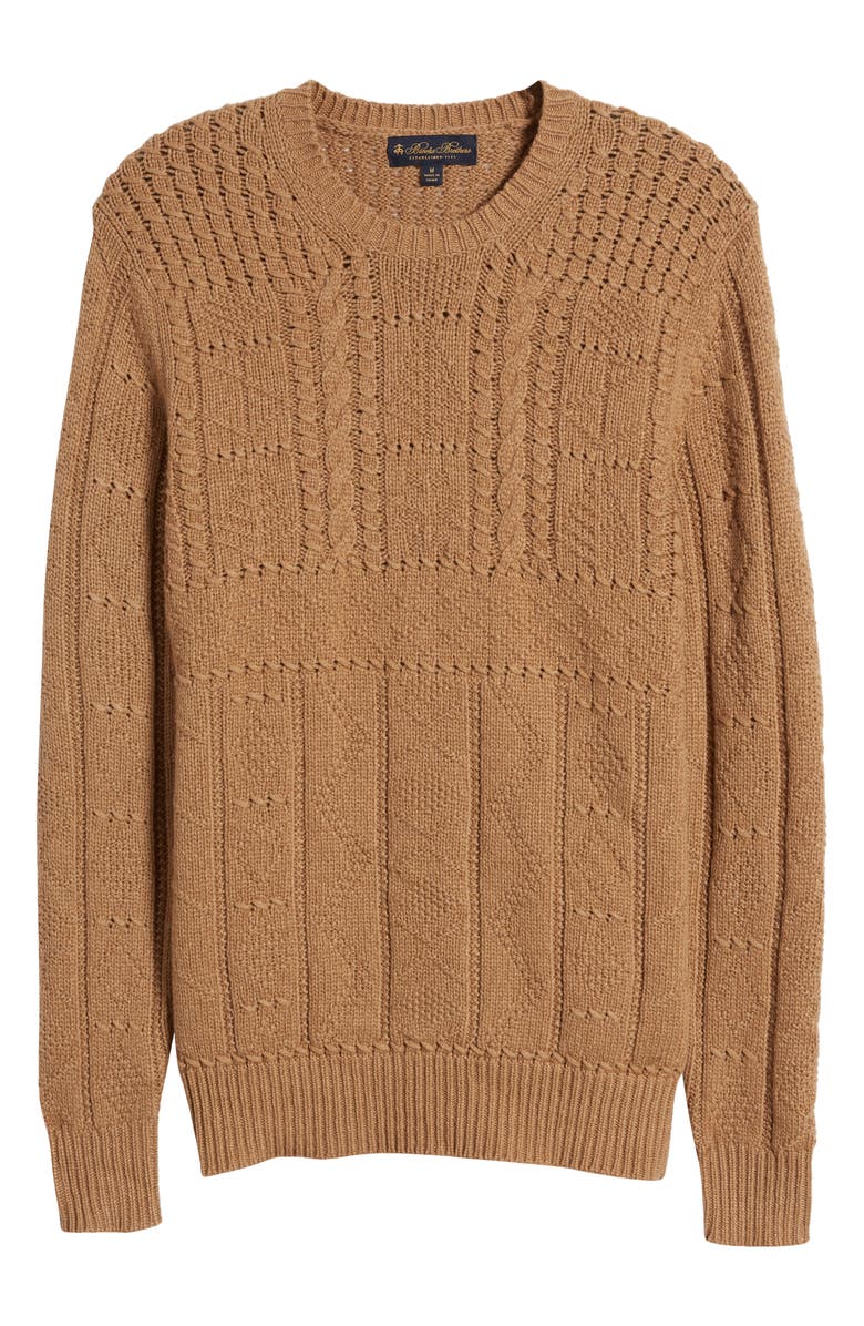 Brooks Brothers Camel Hair Crewneck Sweater, Alternate, color, Brown
