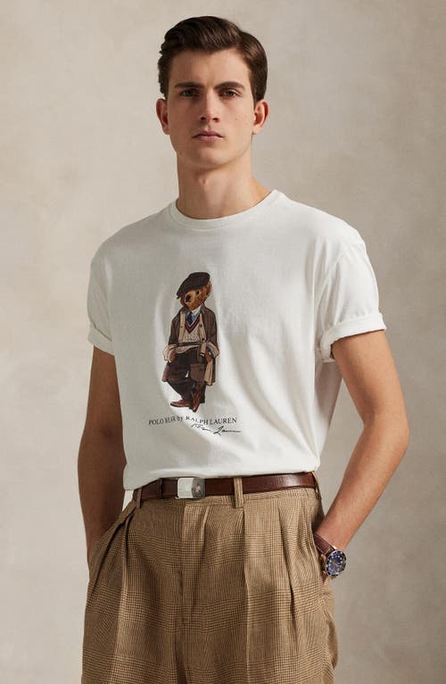 Polo Ralph Lauren Mens White Polo Bear Graphic-print Cotton-jersey T-shirt Xxl In Neutral