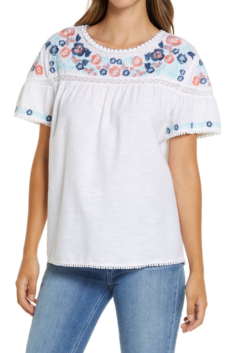 Caslon<sup>®</sup> Embroidered Yoke Top, Main, color,