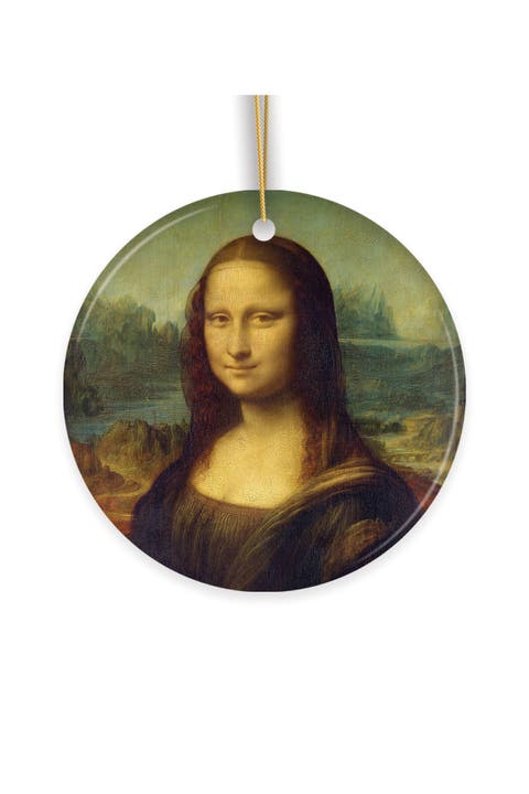 Mona Lisa Renaissance Portrait Round Ceramic Ornament