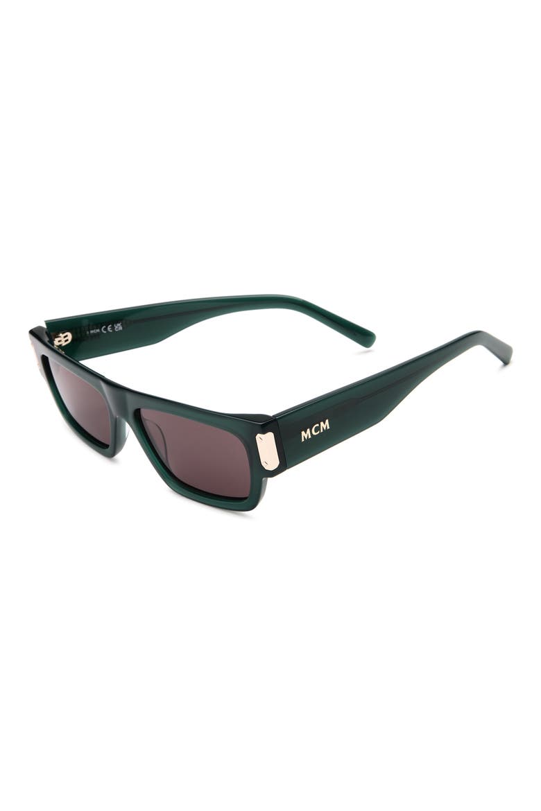 54mm Rectangular Sunglasses, Alternate, color, SHINY DARK GREEN / BROWN