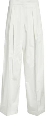 Jil Sander Pleated Cotton & Silk Straight Leg Pants
