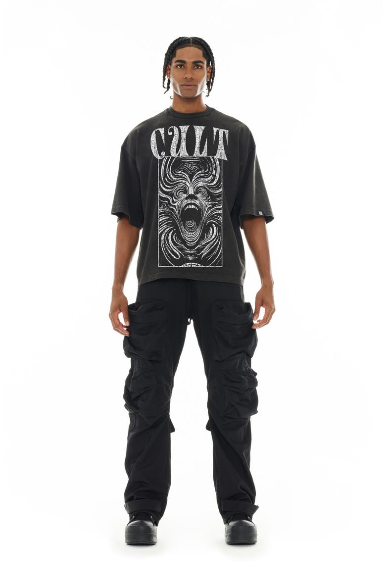 Graphic Crewneck Cotton T-Shirt, Alternate, color, VINTAGE CHARCOAL
