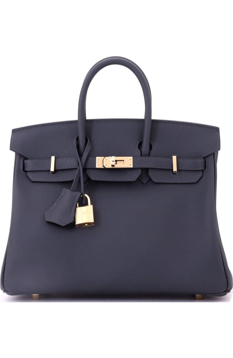 Pre-Owned Hermes Birkin Handbag Grey Swift with Permabrass Hardware 25, Main, color, Gris Misty