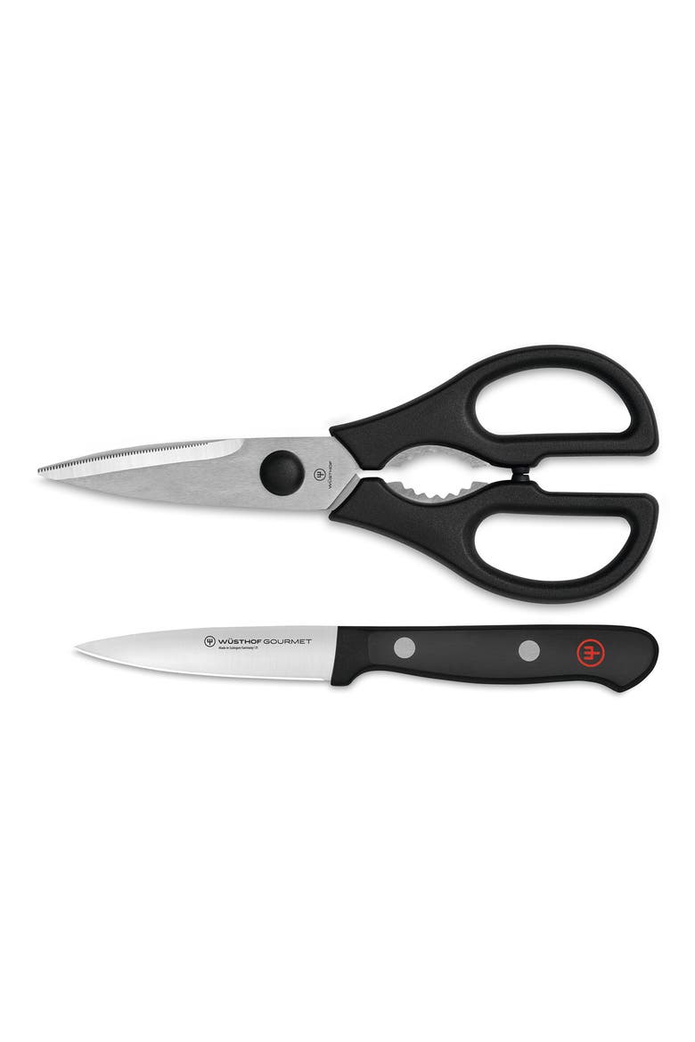 Gourmet 2-Piece Paring Knife & Shears Utility Set, Main, color, BLACK