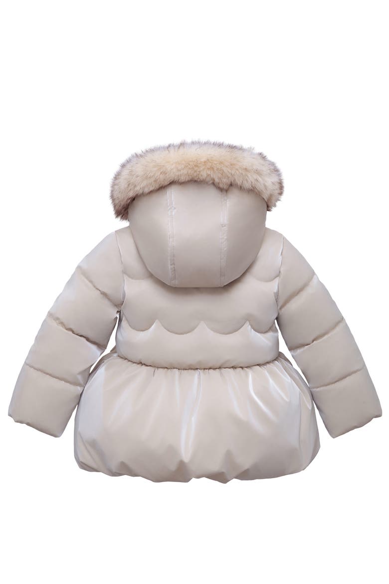 Kids' Luxe Bow Puffer Coat, Alternate, color, Pearl cream