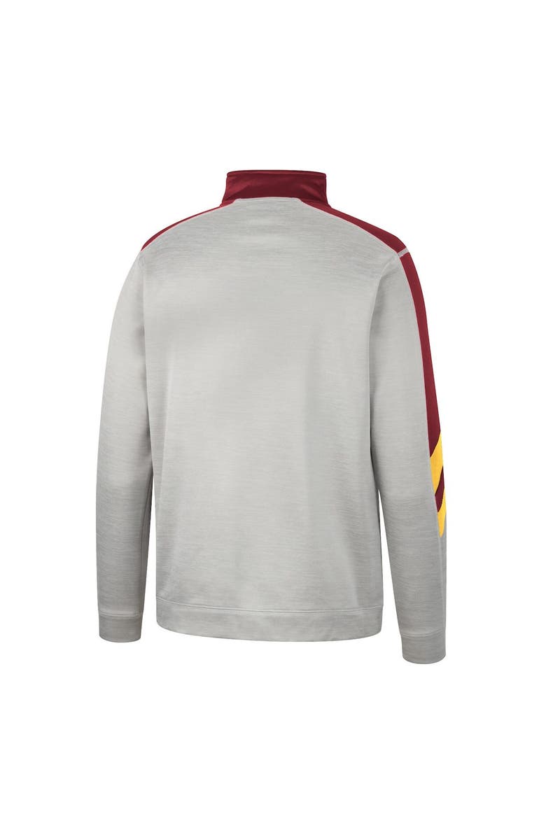 COLOSSEUM Men's Colosseum Gray/Cardinal Iowa State Cyclones Bushwood Fleece Quarter-Zip Jacket, Alternate, color, 
