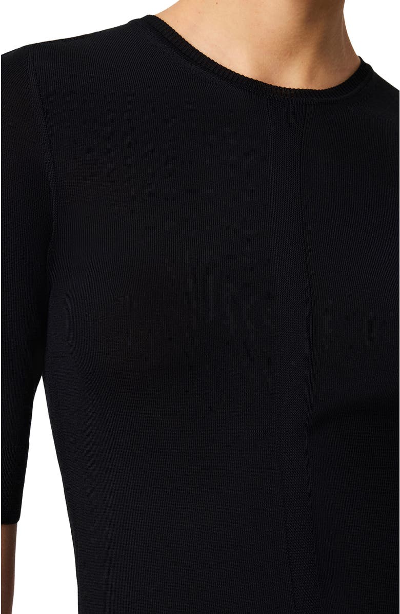 Another Tomorrow Fitted Knit Top, Alternate, color, Black