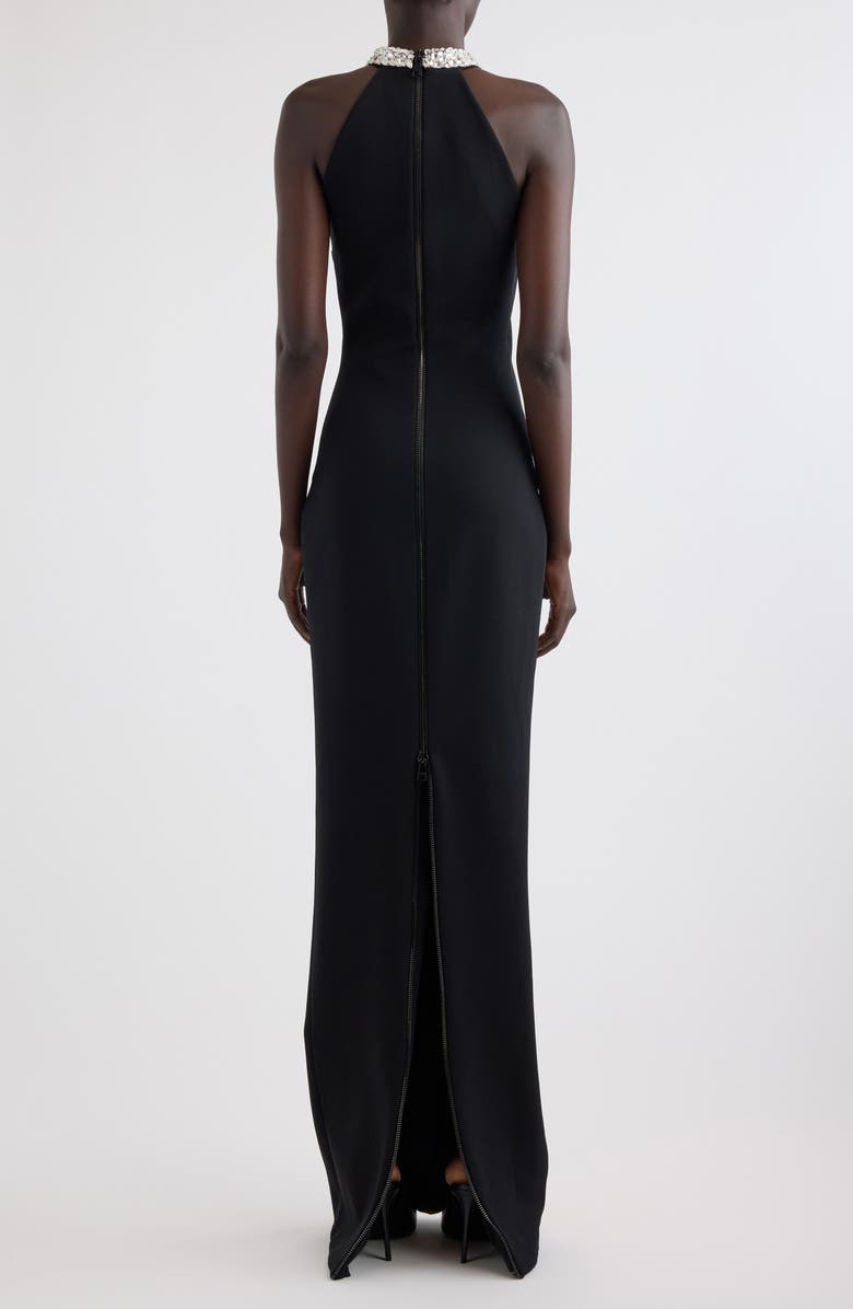 Balmain Double Crystal Collar Halter Neck Gown, Alternate, color, 