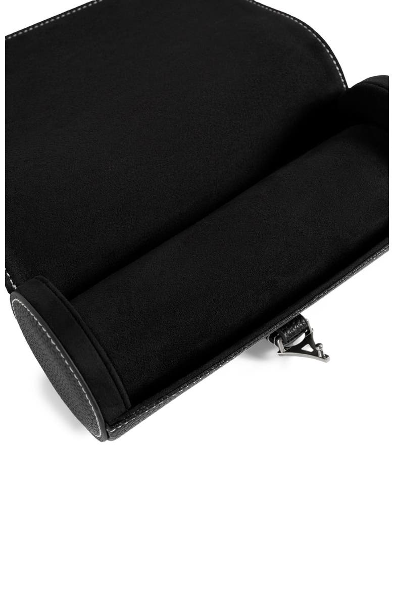 Fred Pebbled Leather Contrast Stitch Watch Roll, Alternate, color, Black
