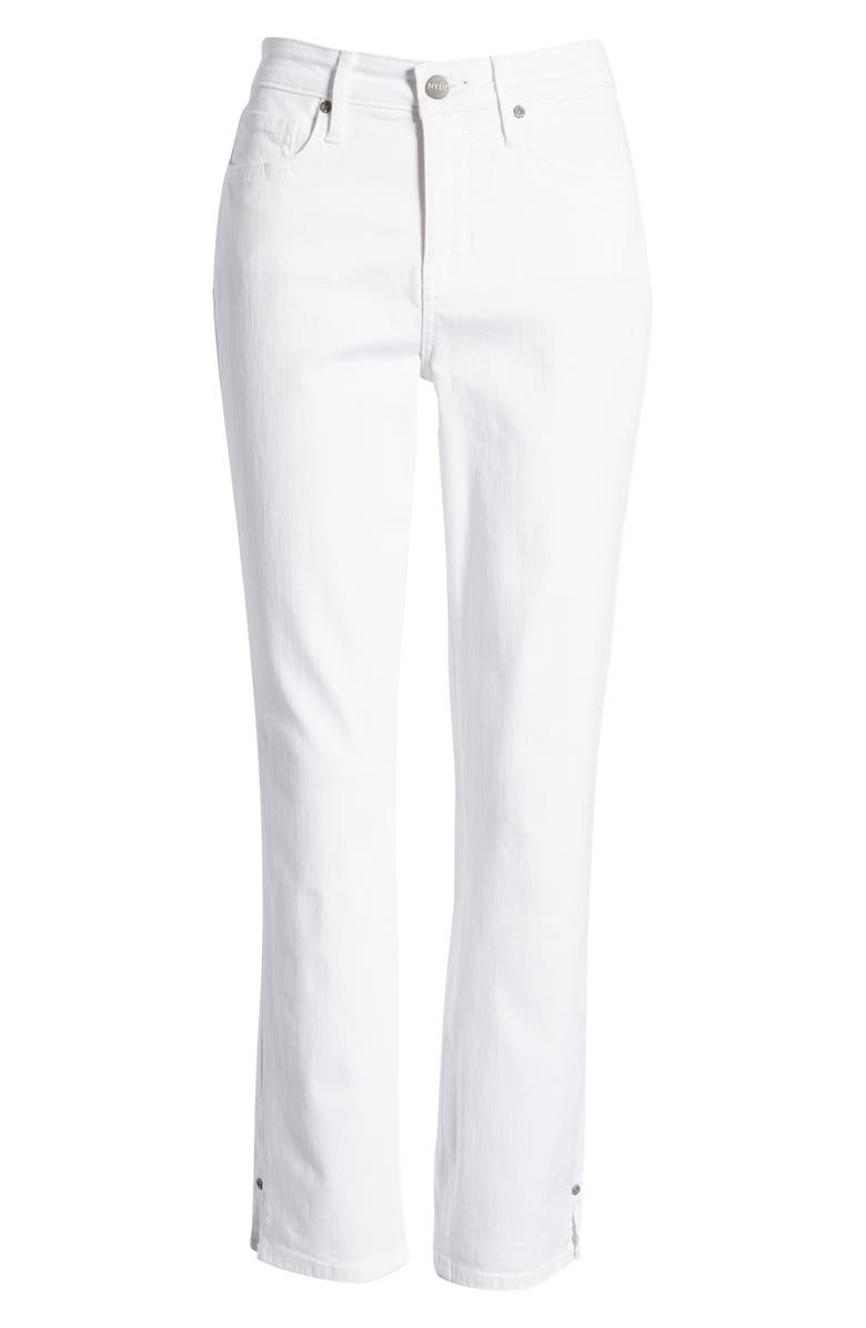 NYDJ Sheri Side Slit Slim Ankle Jeans, Alternate, color, Optic White