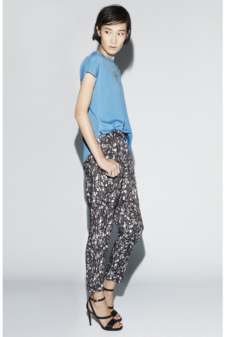 Print Pull-On Pants, Alternate, color, WHITE- BLACK WEB PRINT