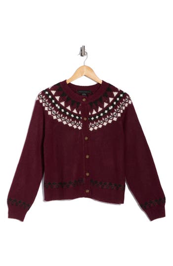 Sanctuary Fair Isle Cardigan In Red