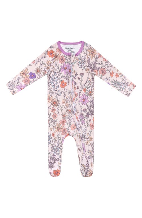 Copper Pearl Flora Zip-up Footie In Light Beige