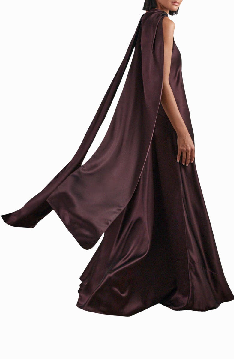 Reiss Fae Scarf Sleeveless Satin Maxi Dress, Alternate, color, Burgundy