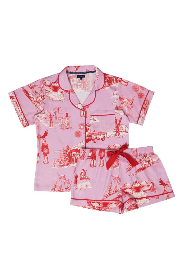 Après Ski Toile Pajama Shorts Set, Alternate, color, Lilac Cranberry