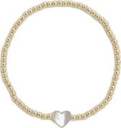 Argento Vivo Sterling Silver Heart Charm Beaded Stretch Bracelet