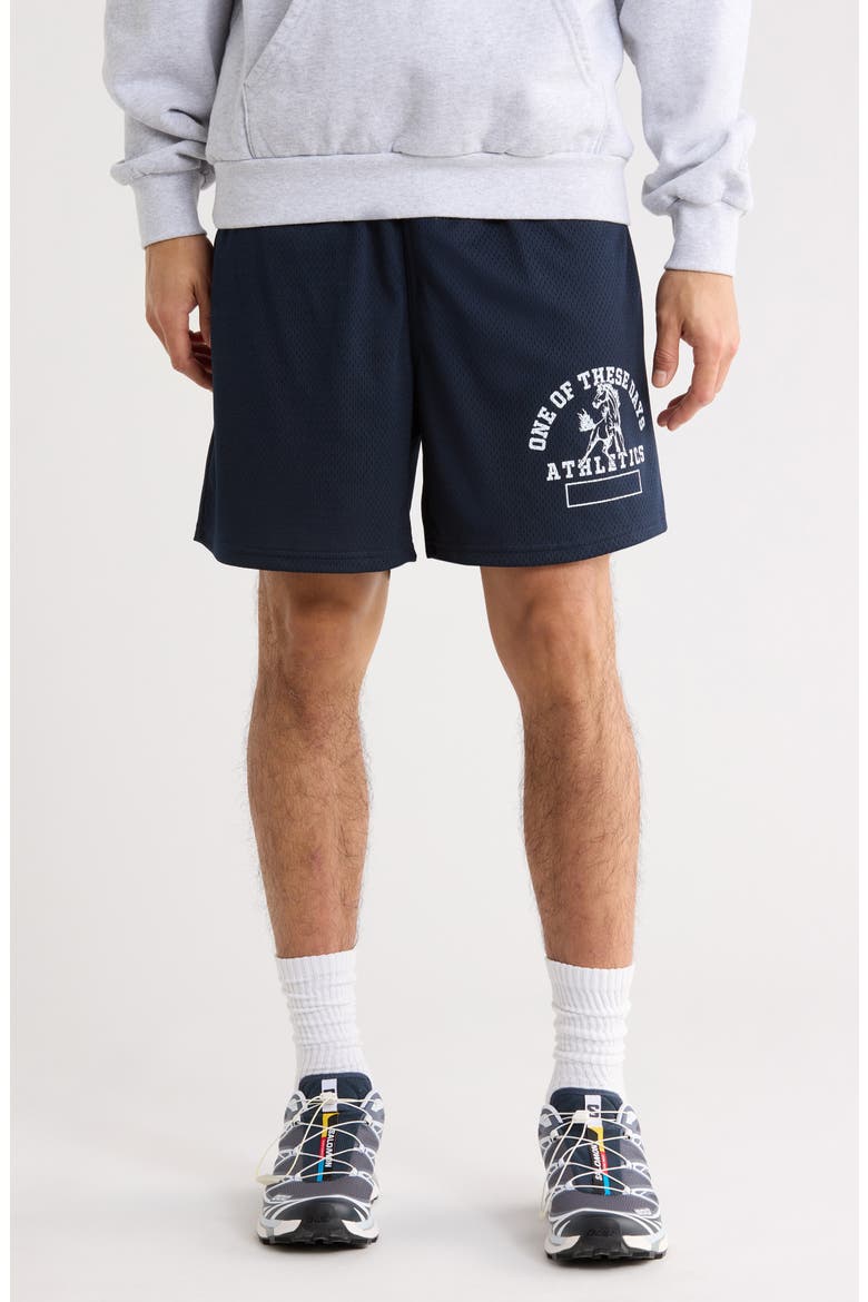 Mustang Athletics Mesh Drawstring Shorts, Main, color, NAVY