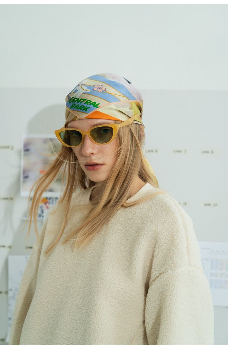 Lost Pattern "Seasons in the Park" Silk Scarf, Alternate, color, Yellow