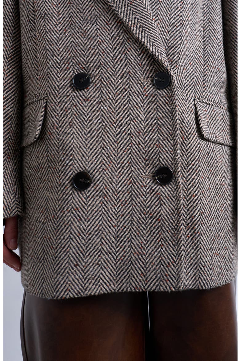 Oversize Herringbone Twill Double Breasted Blazer, Alternate, color, BLACK MULTI