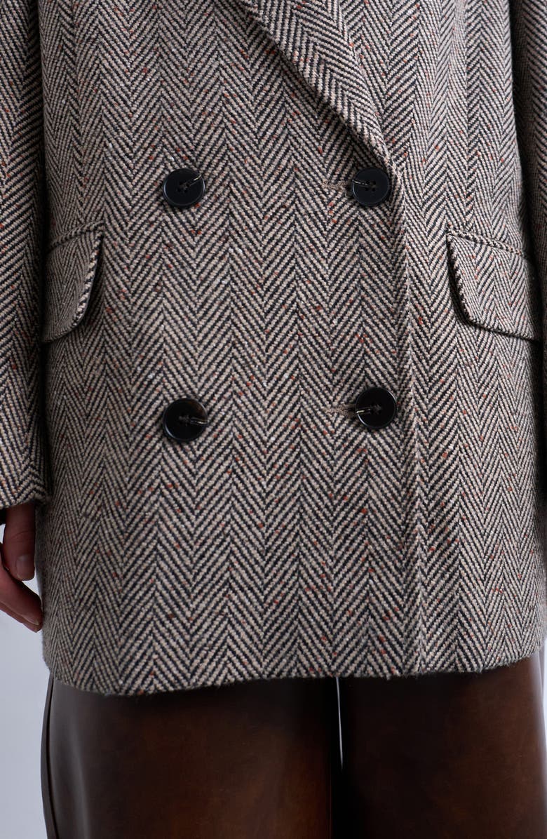 Topshop Oversize Herringbone Twill Double Breasted Blazer, Alternate, color,