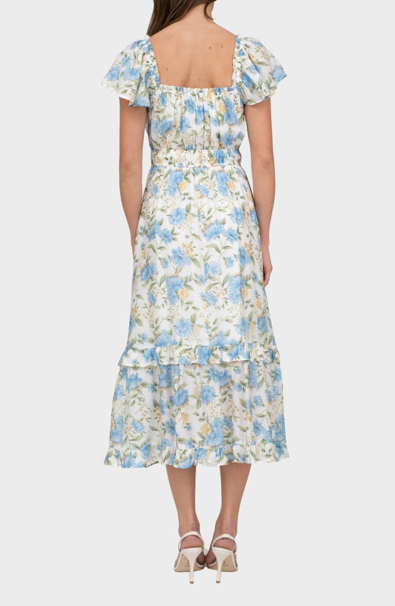 AUGUST SKY Flutter Sleeve Midi Dress, Alternate, color, Blue Multi