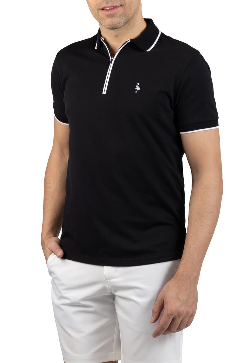 Tipped Piqué Polo, Alternate, color, BLACK