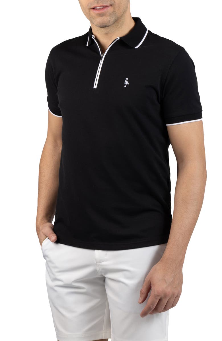 TailorByrd Tipped Piqué Polo, Alternate, color, Black