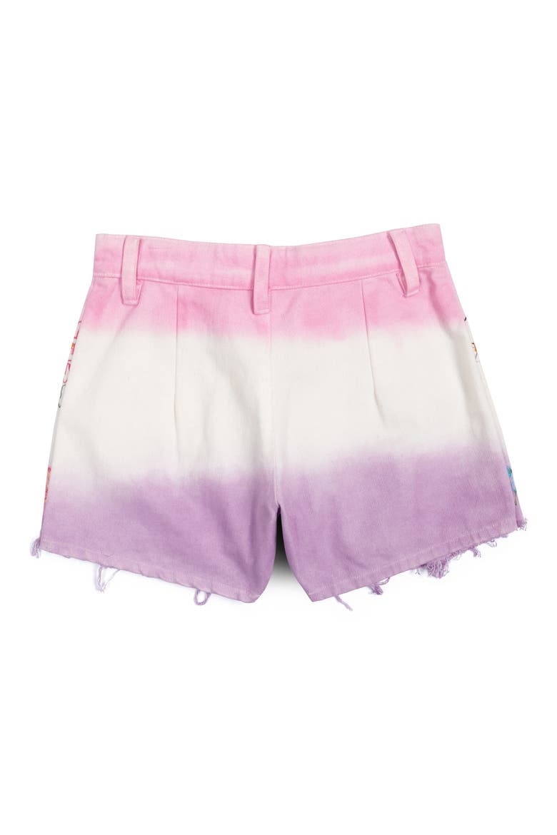 Kids' Amor Chroma Embroidered Raw Hem Denim Skort, Alternate, color, WHITE