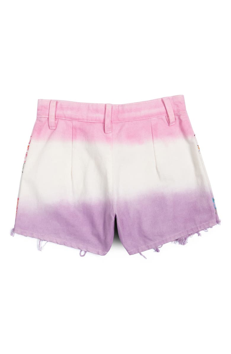 Agua Bendita Kids' Amor Chroma Embroidered Raw Hem Denim Skort, Alternate, color, Multi