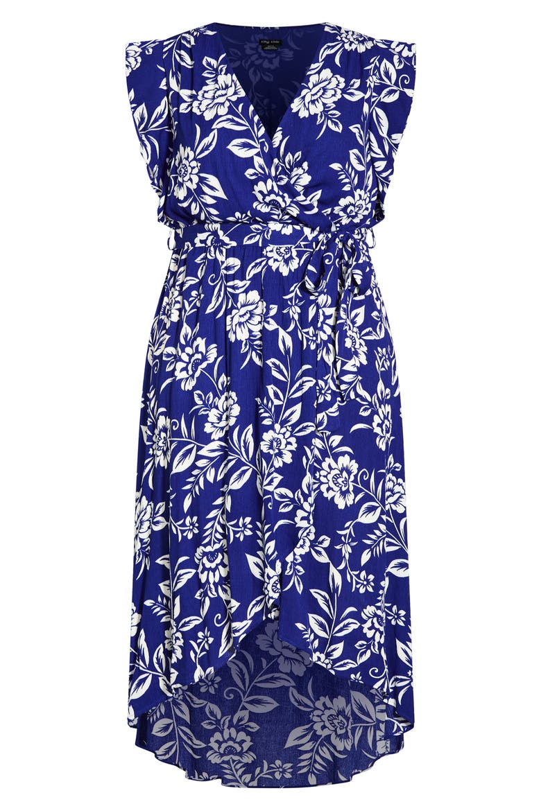 Castaway Floral High-Low Maxi Dress, Alternate, color, COBALT FLORAL